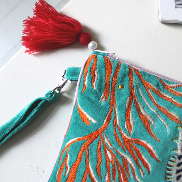 House of Disaster Coral Seahorse Clutch Bag