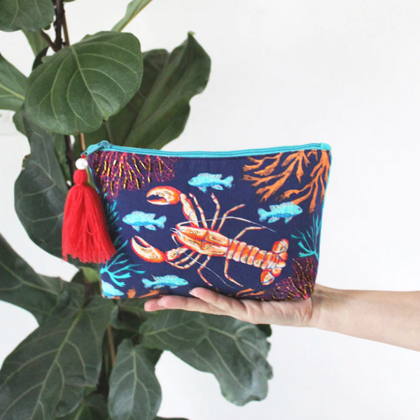 House of Disaster Embroidered Lobster Make Up Bag