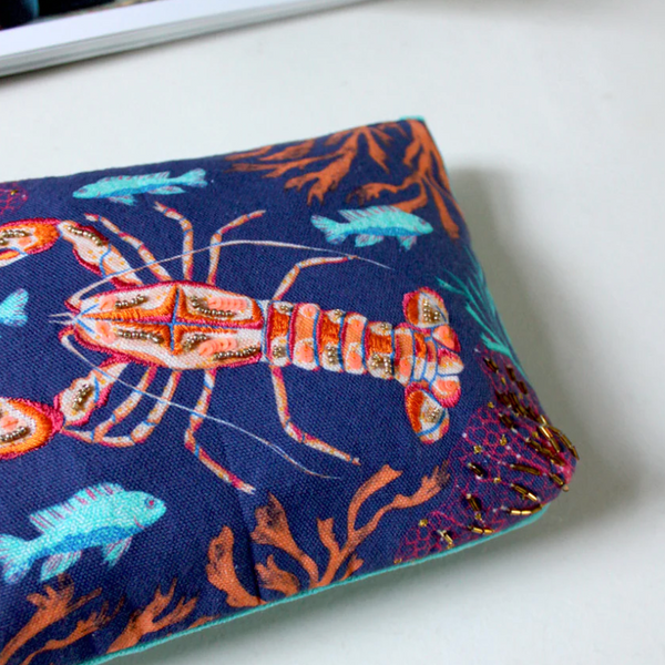 House of Disaster Embroidered Lobster Make Up Bag