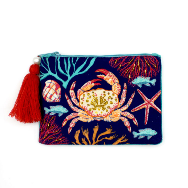 House of Disaster Cotton Embroidered Crab Coin Purse