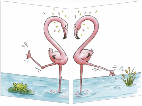 Sophie Turrel Folding Greetings Card -Loving Flamingos CT337