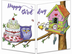 Sophie Turrel Folding Greetings Card - Happy Bird'Day CT292
