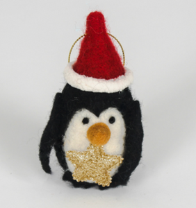 Felt Penguin with Star Christmas Decoration