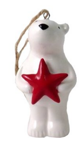 Christmas Decoration Ceramic Polar Bear with Red Heart