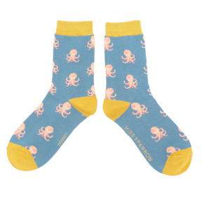 Miss Sparrow Bamboo Ladies Socks - Little Octopus Denim